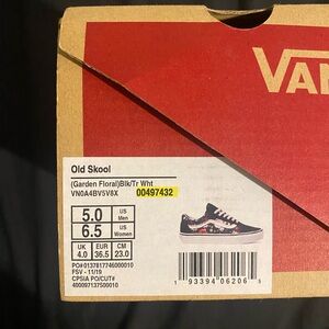 Vans Old Skool Black and White Floral Sneakers